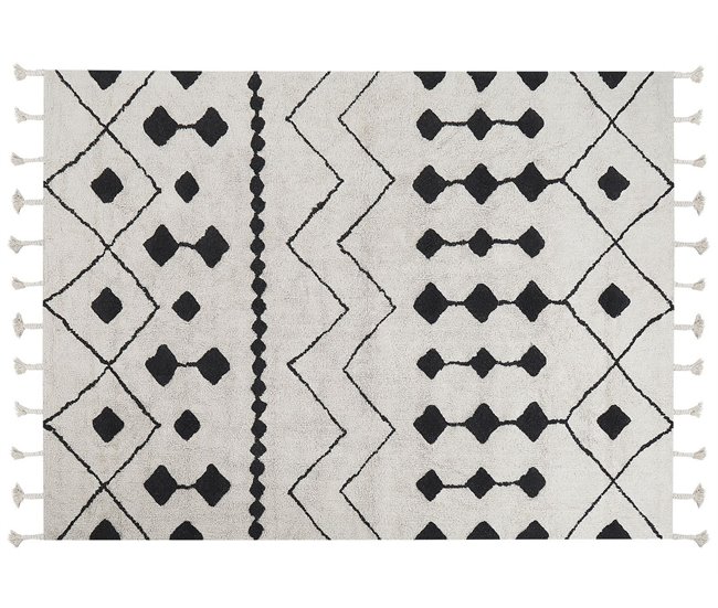 Beliani Alfombra de pelo corto KHEMISSET 160x230 Blanco/ Beige