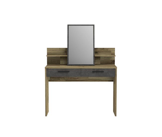 Tocador 2 cajones con espejo RICCIANO Roble