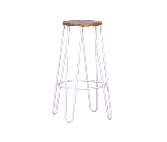 Taburete industrial en madera de fresno  - Lisbon Blanco