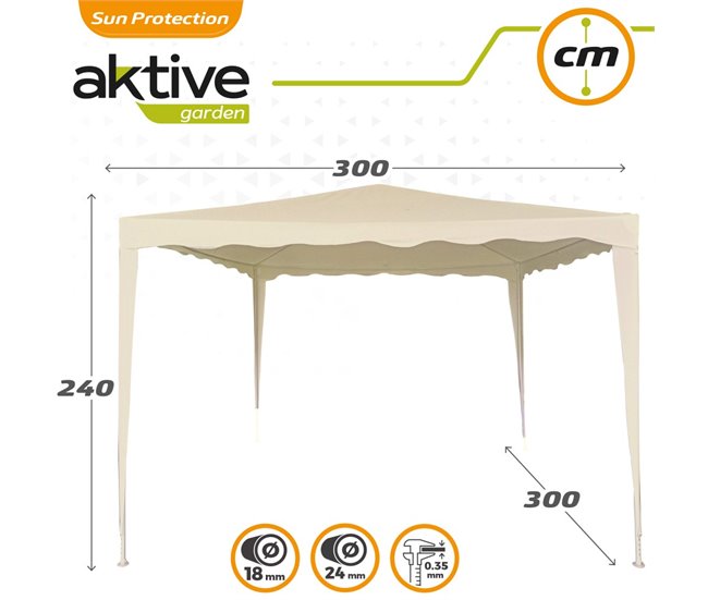 Cenador crema 300x300x240 Aktive Garden Crema