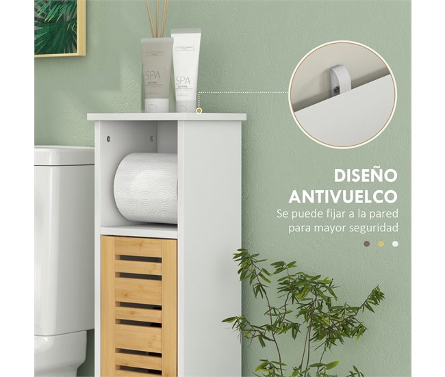Columna de Baño MDF, Bambú HOMCOM, hogar - baño Blanco
