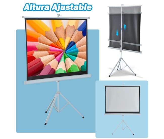 Pantalla de Proyector plástico, metal HOMCOM Blanco