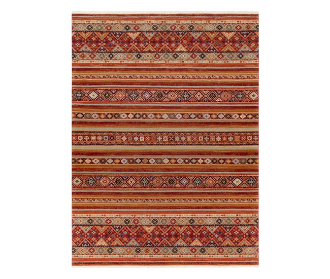 Alfombra KESHAN franjas oriental 7685/53578 120x145 Terracota