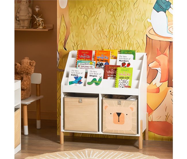 SoBuy KMB115-W Organizador para juguetes y libros Blanco