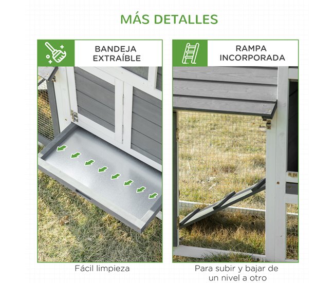 Gallinero de Jardín Madera de Abeto PawHut Blanco