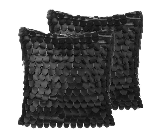 Beliani Cojín decorativo LOBELIA Negro