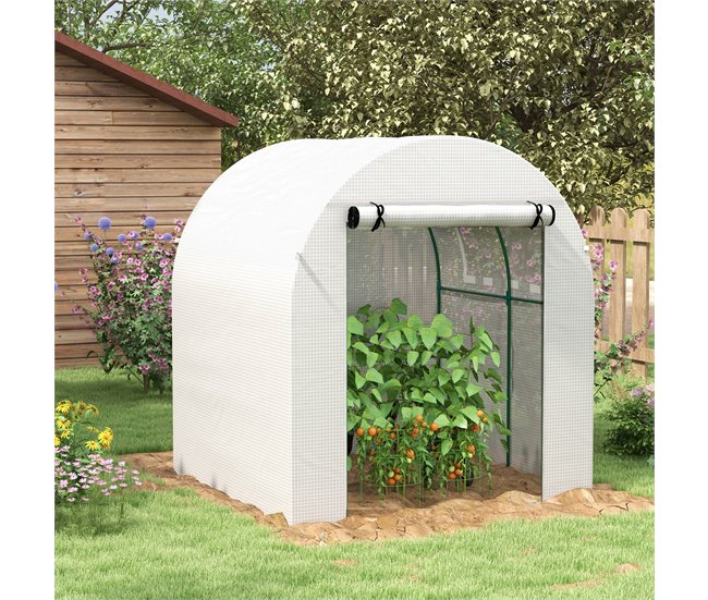 Invernadero de Jardín PE, Acero Outsunny Blanco
