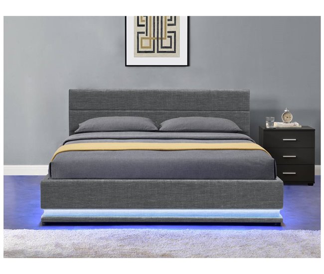 Cama con LED 180x200 Gris Oscuro