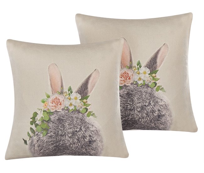 Beliani Cojín decorativo FATSIA Gris Oscuro