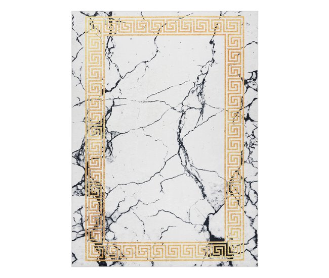 Alfombra lavable ANDRE 1126 Mármol griego 120x170 Blanco