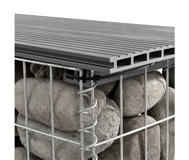 Banco de jardín gavión Friesland WPC 90x25 Gris