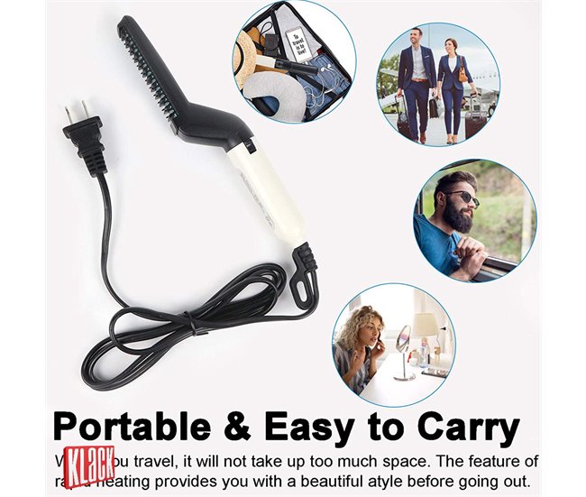 Cepillo plancha para pelo ó Barba Profesional KLACK® Blanco