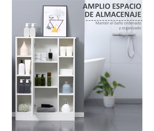 Armario de Suelo para Baño Melamina de Madera kleankin 71 Blanco
