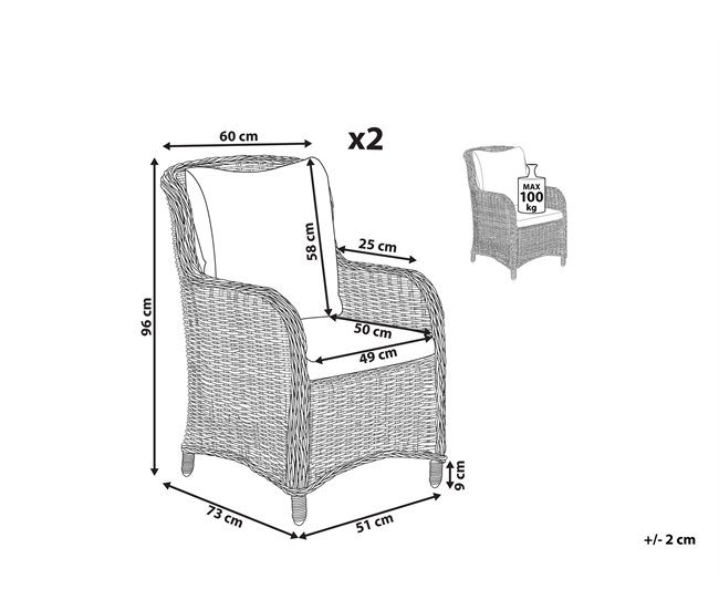 Beliani Silla de jardín CASCAIS Gris