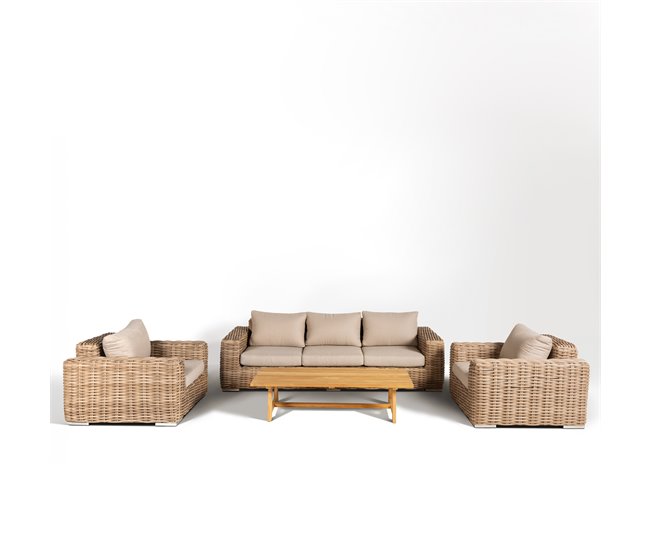 Set de jardín BALI con mesa 1 sofá y 2 sillones Natural