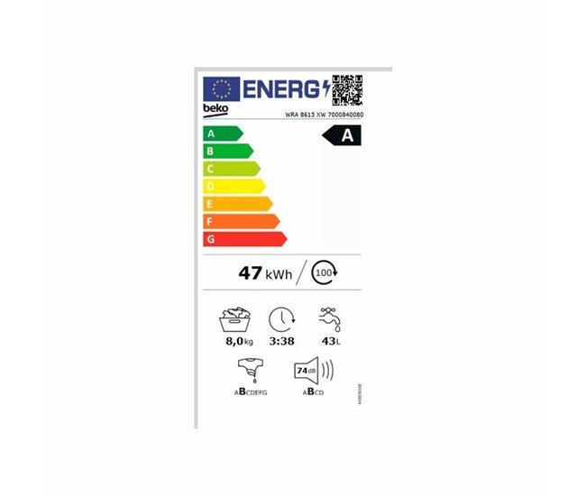 Lavadora Beko WRA8615XW 8KG 1200RPM Blanco