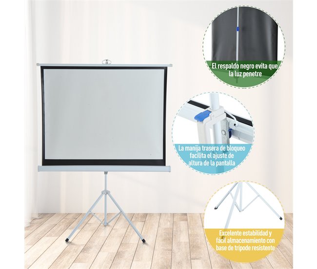 Pantalla de Proyector plástico, metal HOMCOM Blanco