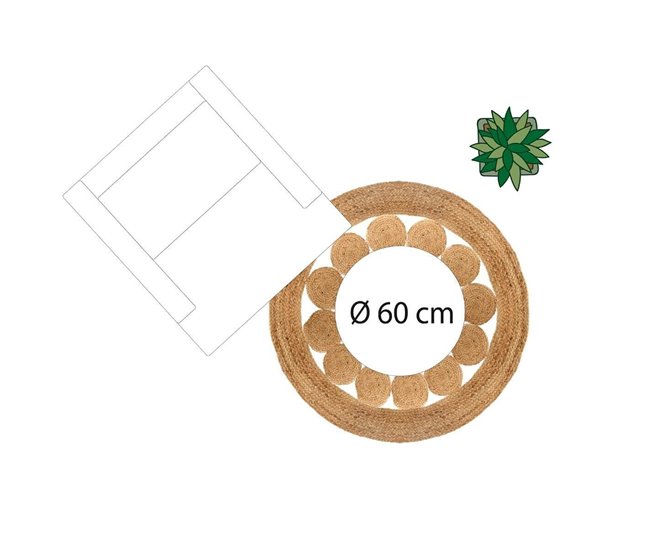 Alfombra De Yute Calada Para Un Interior 120x120 Beige