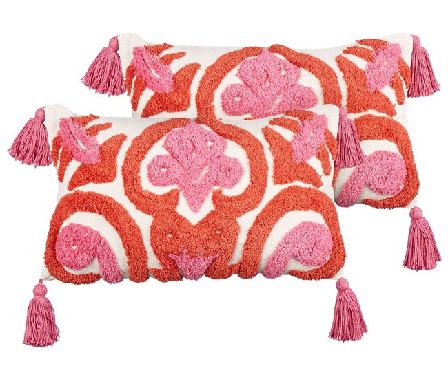 Beliani Cojín decorativo FRAKSINUS Rosa