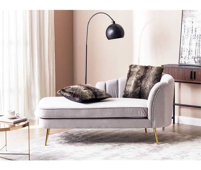 Beliani Chaise longue Terciopelo ALLIER Gris Claro