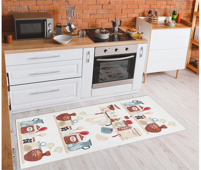 Alfombra lavable ANDRE 1299 Platos para la cocina Beige