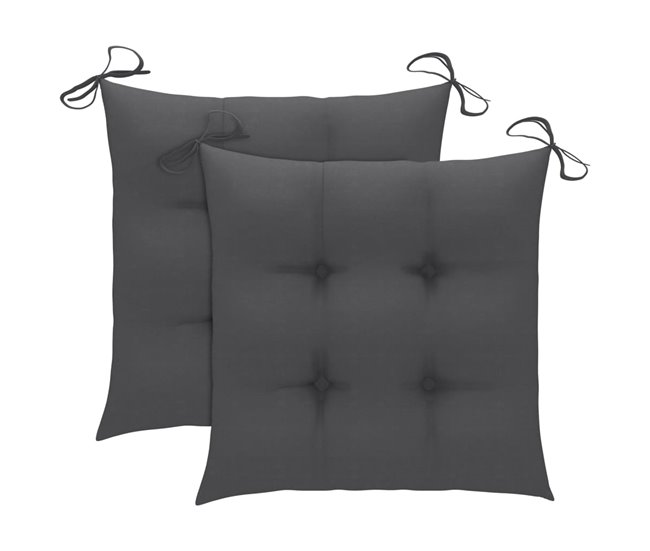 2 Sillas de jardín plegables de madera con cojines Antracita