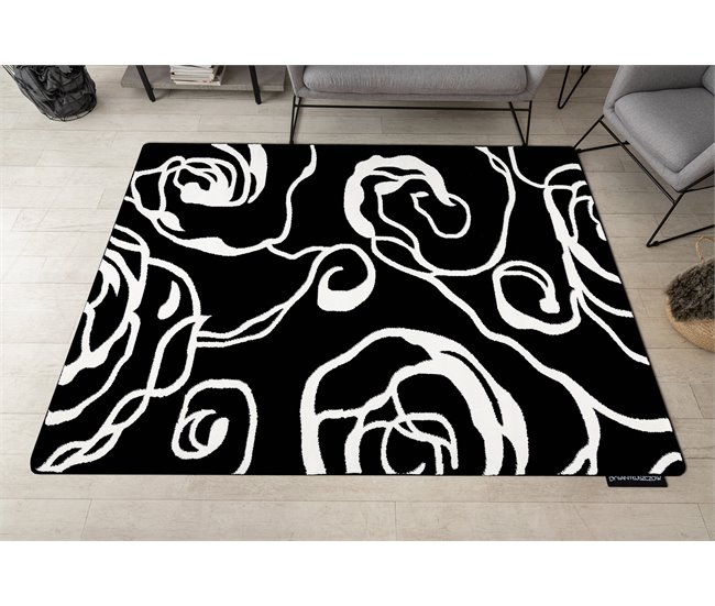 Alfombra HAMPTON rosa flores 120x170 Negro