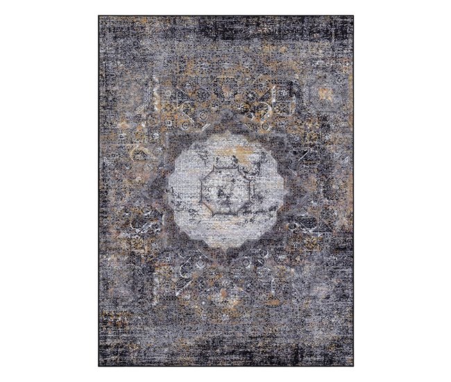 Alfombra lavable MIRO 51453.805 Rosetón vintage 160x220 Gris Oscuro
