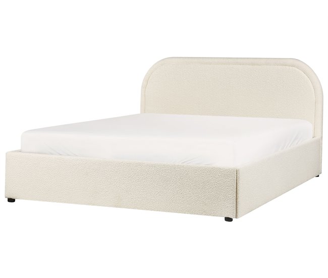 Beliani Cama con almacenaje Bouclé QUILLIEN 152x217 Beige