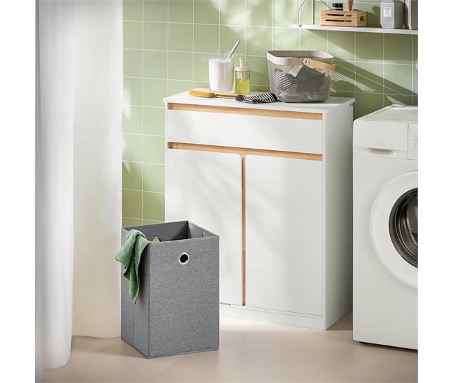 Armario De Baño Con Cesto Para Ropa Sucia BZR79-W SoBuy Blanco
