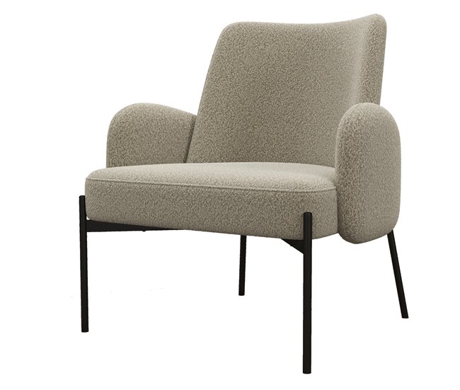 ALEX-Sillón de tela y metal Beige