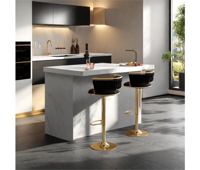 2 sillas de comedor regulables en altura Negro