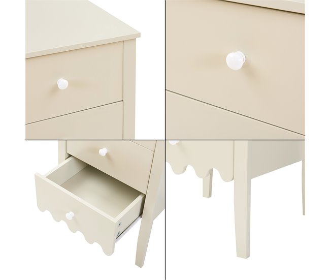 Cajonera Luspoo 4 cajones MDF [en.casa] Blanco