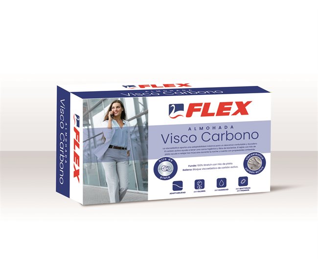 Almohada VISCOCARBONO medida 70cm marca Flex Blanco