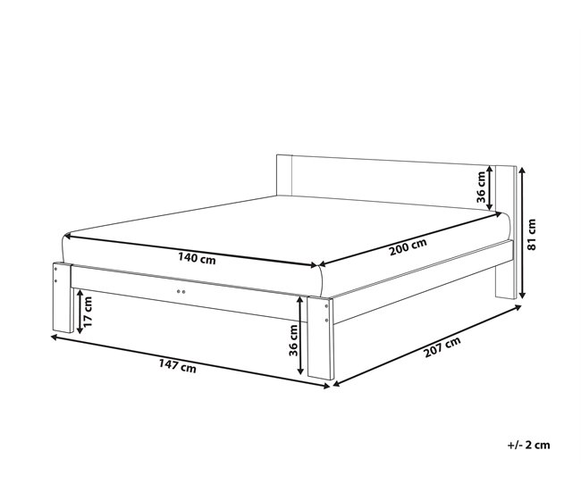 Beliani Cama con somier Madera de pino ROYAN 147x207 Blanco
