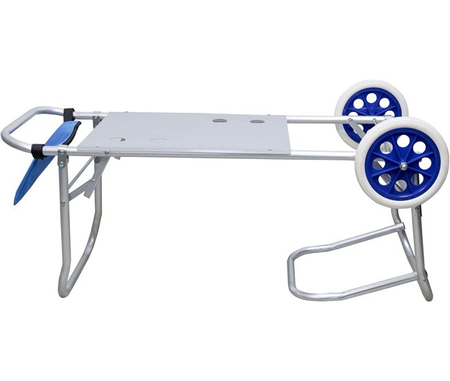 Carro de playa Porta Sillas Carrito Plegable Convertible Mesa Blanco