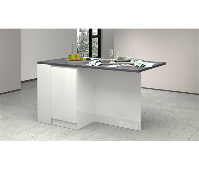 Cozinha de ilha com efeito de madeira 160 Blanco