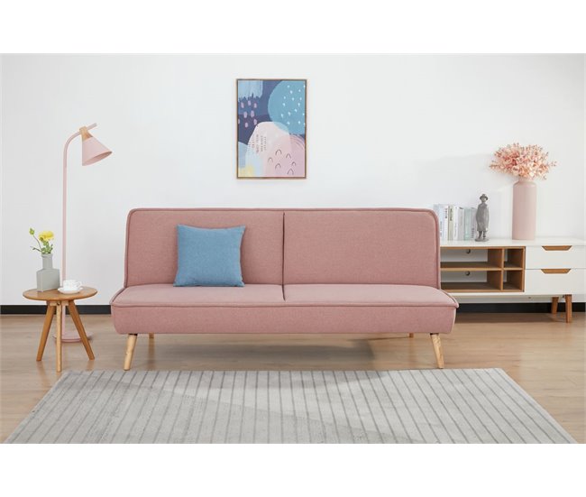 Sofá cama ROSI 3 plazas color rosa Rosa
