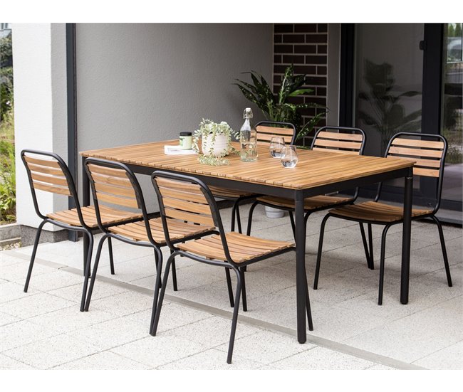 Beliani Conjunto de comedor VALLESE Madera Clara
