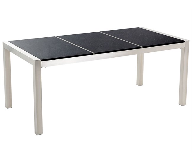 Beliani Mesa de jardín GROSSETO 90x180 Negro/ Gris