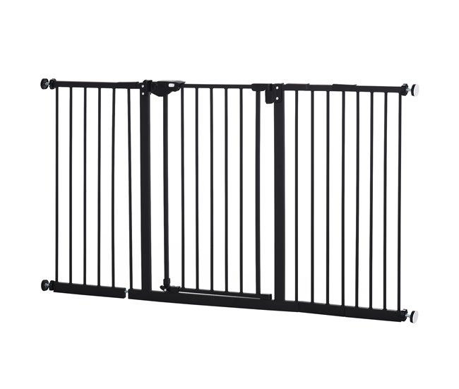 Barrera de Seguridad Metal, Plástico PawHut Negro