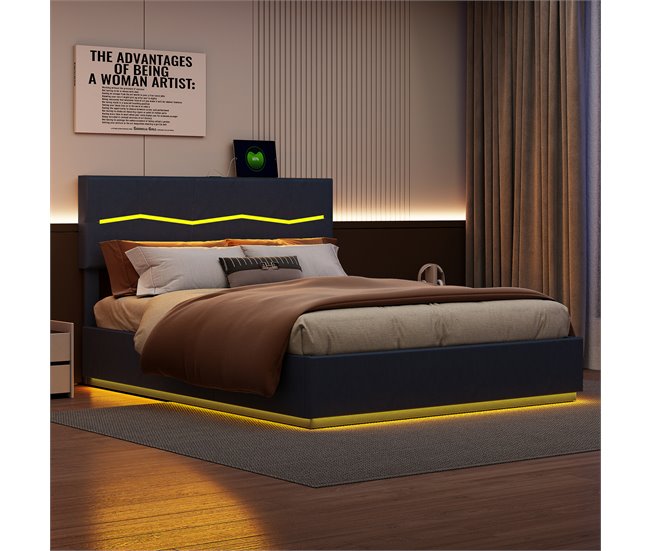 Cama con almacenamiento 200x180 Negro