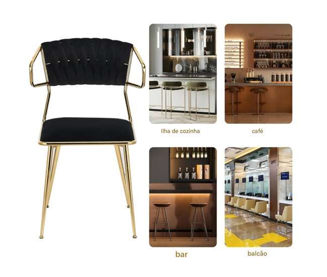 2 piezas, silla de comedor, silla alta Negro