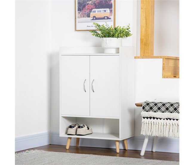 Mueble Zapatero Melamina, Madera HOMCOM 60 Blanco