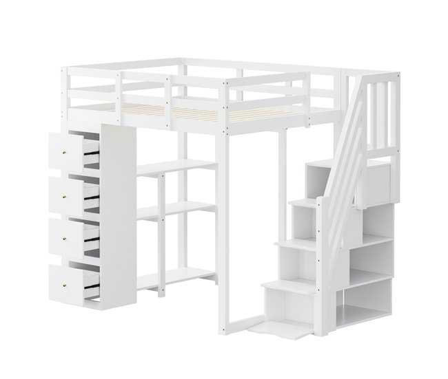 Cama alta para niños 146x253 Blanco