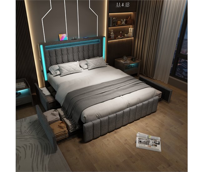 Camas de matrimonio 149x209 Gris