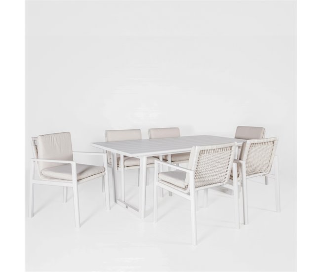 Set de jardín ONIX con mesa rectangular y 6 sillas Blanco