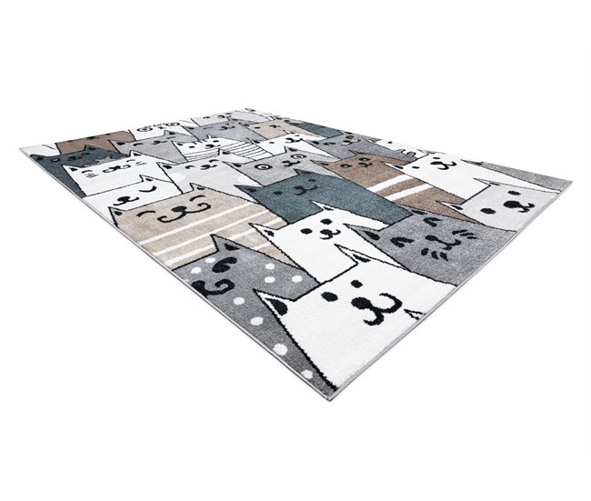 Alfombra FUN Gatti para niños gatos animales 240x330 Blanco/ Gris