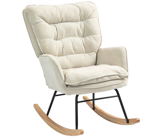 Silla Mecedora Chenilla, Espuma HOMCOM, hogar - sofás y butacas Crudo