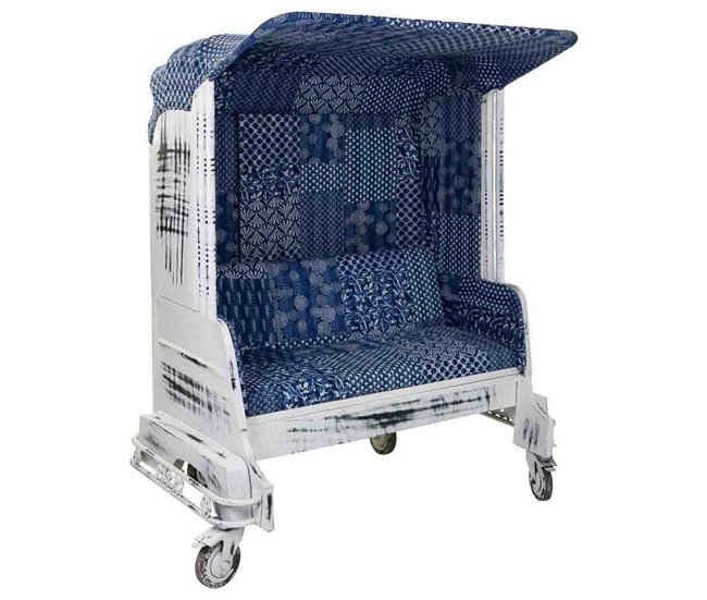 Sofá tuk tuk de metal y tapizado Blanco